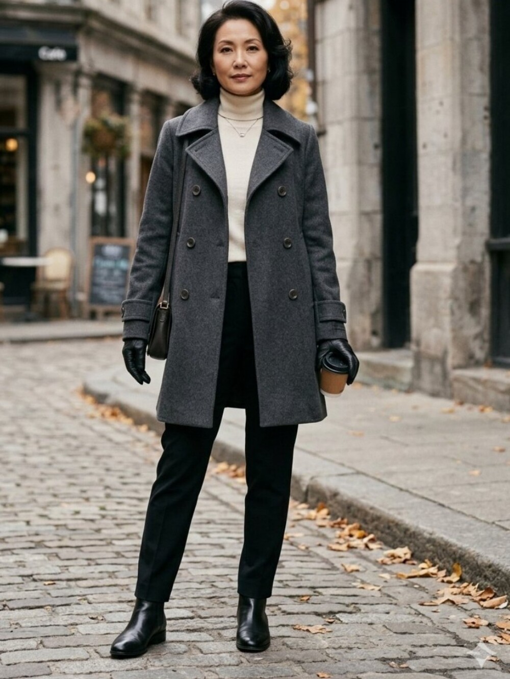 Theory Charcoal Gray Double-Breasted Wool Pea Coat Size Large